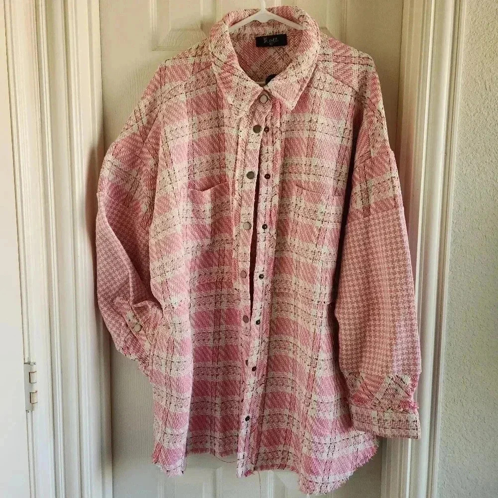NWT Meritt‎ Pink Plaid Coat Shacket Size 2XL